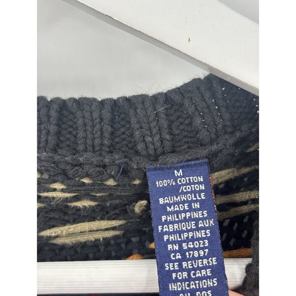 Gap Vintage Sweater Womens Medium Black Striped Retro Pullover Crewneck X's - Picture 6 of 16